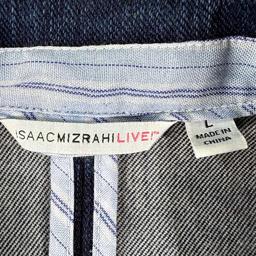 Isaac Mizrahi Live Stretch Denim Blazer Jacket Women's L Blue QVC Minimalist - Picture 5 of 10